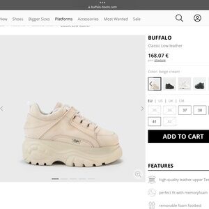 Buffalo London Classic White Low Leather Platform Shoes